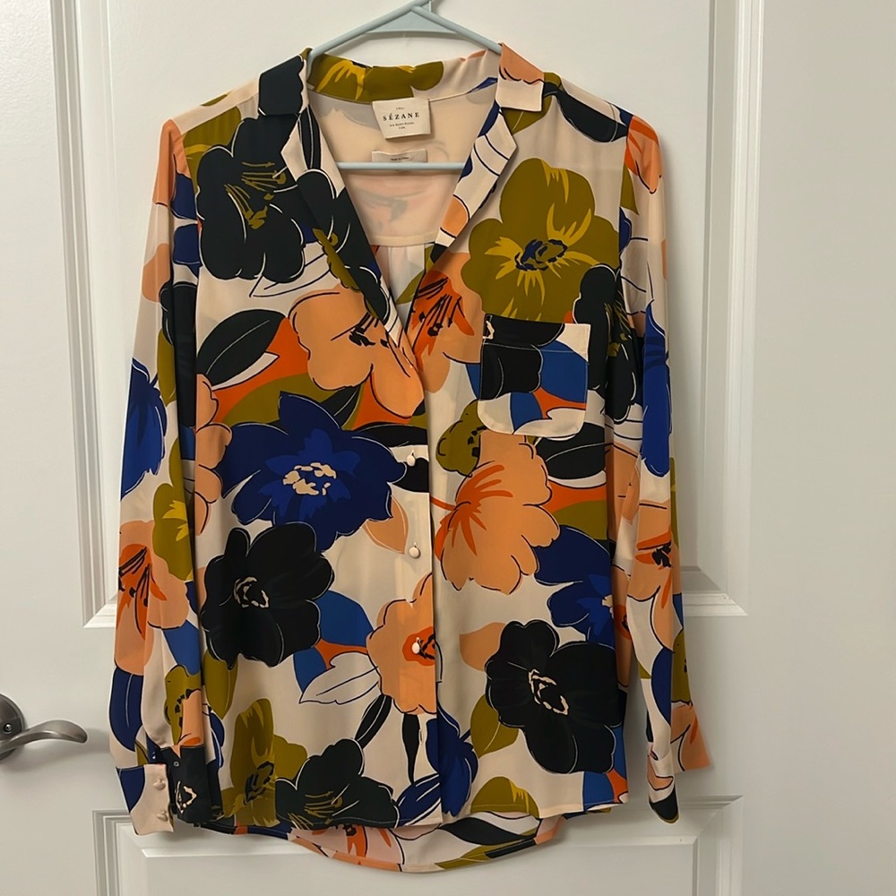 Sezane Florence Blouse in Maxi Flowers Print